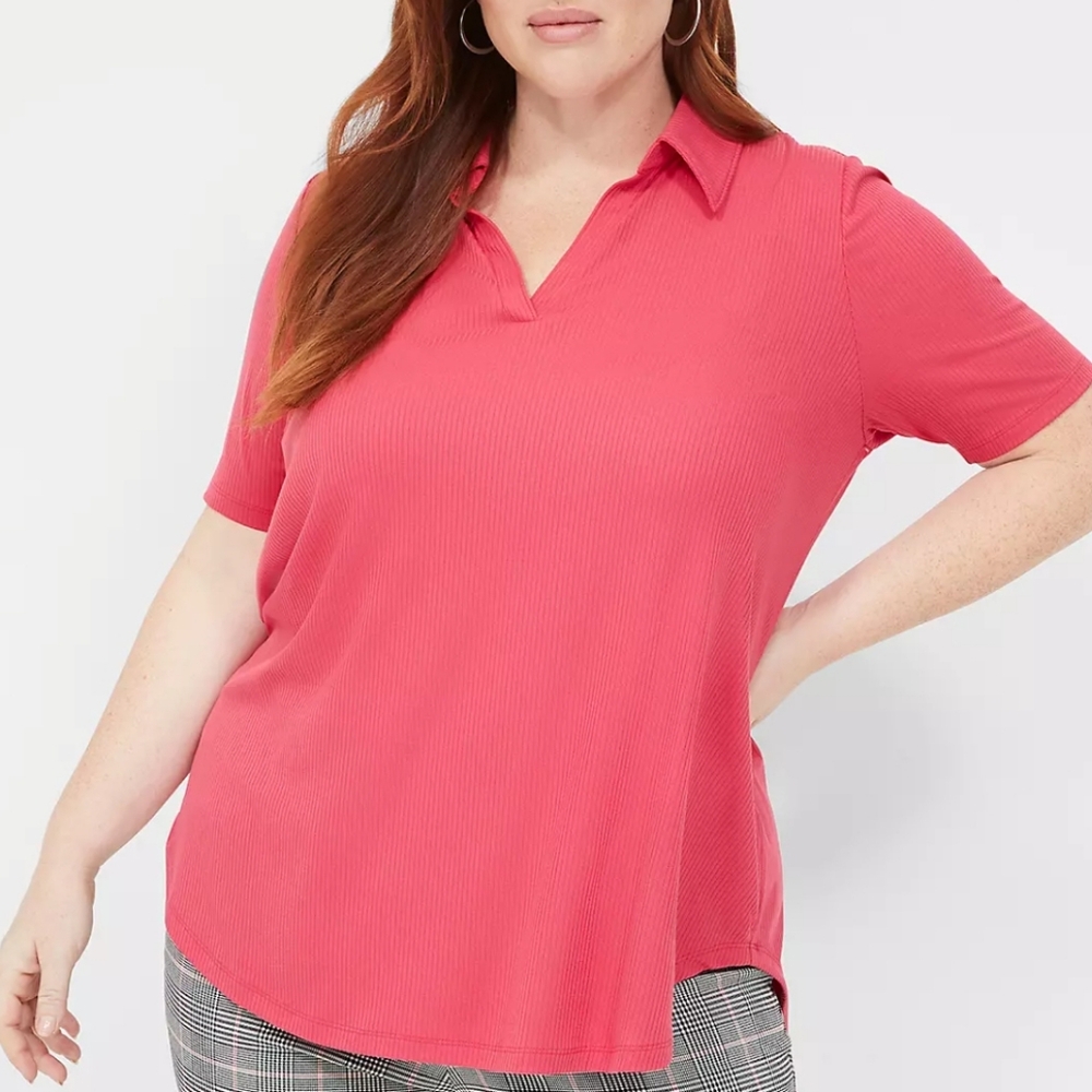 NWT Ava & Viv V-Neck Collared Top In Red Size 3X